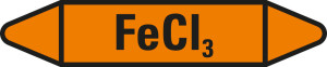 Rohrleitungsetikett: Fe CI3, orange-schwarz, für Rohre mit Ø 25 - 40 mm, Standardfolie, 154 x 26 mm, 5 St./Bogen