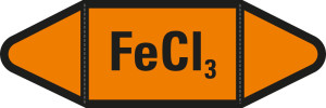 Rohrleitungsetikett: Fe CI3, orange-schwarz, für Rohre mit Ø ab 90 mm, Standardfolie, 440 x 100 mm, 2 St./Bogen