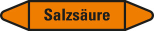 Rohrleitungsetikett: Salzsäure, orange-schwarz, für Rohre mit Ø 40 - 60 mm, Standardfolie, 218 x 37 mm, 5 St./Bogen