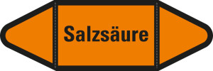 Rohrleitungsetikett: Salzsäure, orange-schwarz, für Rohre mit Ø ab 90 mm, Standardfolie, 440 x 100 mm, 2 St./Bogen