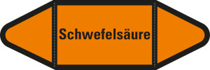 Rohrleitungsetikett: Schwefelsäure, orange-schwarz, für Rohre mit Ø ab 90 mm, Standardfolie, 440 x 100 mm, 2 St./Bogen