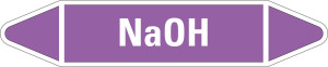 Rohrleitungsetikett: NaOH, violett-weiß, für Rohre mit Ø 40 - 60 mm, Standardfolie, 218 x 37 mm, 5 St./Bogen