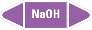 Rohrleitungsetikett: NaOH, violett-weiß, für Rohre mit Ø ab 90 mm, Standardfolie, 440 x 100 mm, 2 St./Bogen