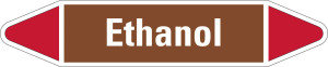Rohrleitungsetikett: Ethanol, braun-weiß-rot, für Rohre mit Ø 25 - 40 mm, Standardfolie, 154 x 26 mm, 5 St./Bogen