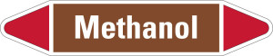 Rohrleitungsetikett: Methanol, braun-weiß-rot, für Rohre mit Ø 15 - 25 mm, Standardfolie, 96 x 17 mm, 8 St./Bogen