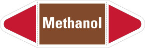 Rohrleitungsetikett: Methanol, braun-weiß-rot, für Rohre mit Ø ab 90 mm, Standardfolie, 440 x 100 mm, 2 St./Bogen