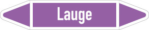 Rohrleitungsetikett: Lauge, gemäß DIN 2403, violett-weiß, für Rohre mit Ø 40 -60 mm, Standardfolie, 218 x 37 mm, 5 St./Bogen