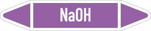 Rohrleitungsetikett: NaOH, gemäß DIN 2403, violett-weiß, für Ø 15 - 25 mm, Standardfolie, 96 x 17 mm, 8 St./Bogen