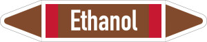 Rohrleitungsetikett: Ethanol, gemäß DIN 2403, braun-weiß-rot, für Rohre mit Ø 15 - 25 mm, Standardfolie, 96 x 17 mm, 8 St./Bogen