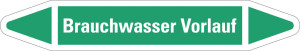 Rohrleitungsetikett: Brauchwasser Vorlauf, grün-weiß, für Rohre mit Ø 40 - 60 mm, Standardfolie, 218 x 37 mm, 5 St./Bogen