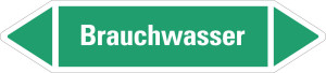 Rohrleitungsetikett: Brauchwasser, grün-weiß, für Rohre mit Ø ab 90 mm, Standardfolie, 440 x 100 mm, 2 St./Bogen