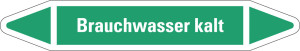 Rohrleitungsetikett: Brauchwasser kalt, grün-weiß, für Rohre mit Ø 25 - 40 mm, Standardfolie, 154 x 26 mm, 5 St./Bogen