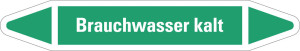 Rohrleitungsetikett: Brauchwasser kalt, grün-weiß, für Rohre mit Ø 40 - 60 mm, Standardfolie, 218 x 37 mm, 5 St./Bogen