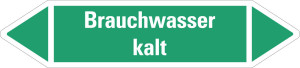 Rohrleitungsetikett: Brauchwasser kalt, grün-weiß, für Rohre mit Ø ab 90 mm, Standardfolie, 440 x 100 mm, 2 St./Bogen