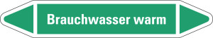Rohrleitungsetikett: Brauchwasser warm, grün-weiß, für Rohre mit Ø 15 - 25 mm, Standardfolie, 96 x 17 mm, 8 St./Bogen