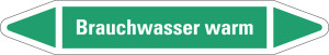 Rohrleitungsetikett: Brauchwasser warm, grün-weiß, für Rohre mit Ø 25 - 40 mm, Standardfolie, 154 x 26 mm, 5 St./Bogen