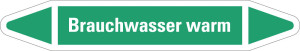 Rohrleitungsetikett: Brauchwasser warm, grün-weiß, für Rohre mit Ø 40 - 60 mm, Standardfolie, 218 x 37 mm, 5 St./Bogen