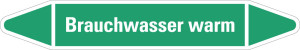 Rohrleitungsetikett: Brauchwasser warm, grün-weiß, für Rohre mit Ø 60 - 90 mm, Standardfolie, 310 x 52 mm, 3 St./Bogen