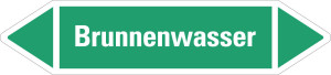 Rohrleitungsetikett: Brunnenwasser, grün-weiß, für Rohre mit Ø ab 90 mm, Standardfolie, 440 x 100 mm, 2 St./Bogen