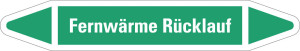 Rohrleitungsetikett: Fernwärme Rücklauf, grün-weiß, für Rohre mit Ø 40 - 60 mm, Standardfolie, 218 x 37 mm, 5 St./Bogen
