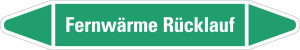 Rohrleitungsetikett: Fernwärme Rücklauf, grün-weiß, für Rohre mit Ø 60 - 90 mm, Standardfolie, 310 x 52 mm, 3 St./Bogen