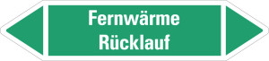Rohrleitungsetikett: Fernwärme Rücklauf, grün-weiß, für Rohre mit Ø ab 90 mm, Standardfolie, 440 x 100 mm, 2 St./Bogen