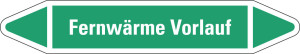 Rohrleitungsetikett: Fernwärme Vorlauf, grün-weiß, für Rohre mit Ø 15 - 25 mm, Standardfolie, 96 x 17 mm, 8 St./Bogen