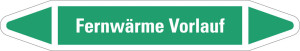 Rohrleitungsetikett: Fernwärme Vorlauf, grün-weiß, für Rohre mit Ø 40 - 60 mm, Standardfolie, 218 x 37 mm, 5 St./Bogen