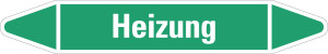 Rohrleitungsetikett: Heizung, grün-weiß, für Rohre mit Ø 60 - 90 mm, Standardfolie, 310 x 52 mm, 3 St./Bogen