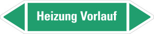 Rohrleitungsetikett: Heizung Vorlauf, grün-weiß, für Rohre mit Ø ab 90 mm, Standardfolie, 440 x 100 mm, 2 St./Bogen