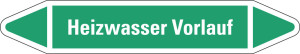 Rohrleitungsetikett: Heizwasser Vorlauf, grün-weiß, für Rohre mit Ø 15 - 25 mm, Standardfolie, 96 x 17 mm, 8 St./Bogen