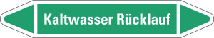 Rohrleitungsetikett: Kaltwasser Rücklauf, grün-weiß, für Rohre mit Ø 15 - 25 mm, Standardfolie, 96 x 17 mm, 8 St./Bogen