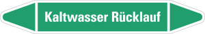 Rohrleitungsetikett: Kaltwasser Rücklauf, grün-weiß, für Rohre mit Ø ab 90 mm, Standardfolie, 440 x 100 mm, 2 St./Bogen