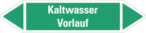 Rohrleitungsetikett: Kaltwasser Vorlauf, grün-weiß, für Rohre mit Ø ab 90 mm, Standardfolie, 440 x 100 mm, 2 St./Bogen