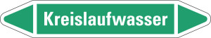 Rohrleitungsetikett: Kreislaufwasser, grün-weiß, für Rohre mit Ø 15 - 25 mm, Standardfolie, 96 x 17 mm, 8 St./Bogen