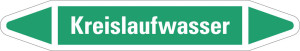 Rohrleitungsetikett: Kreislaufwasser, grün-weiß, für Rohre mit Ø 40 - 60 mm, Standardfolie, 218 x 37 mm, 5 St./Bogen
