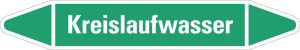 Rohrleitungsetikett: Kreislaufwasser, grün-weiß, für Rohre mit Ø 60 - 90 mm, Standardfolie, 310 x 52 mm, 3 St./Bogen