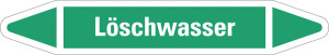 Rohrleitungsetikett: Löschwasser, grün-weiß, für Rohre mit Ø 40 - 60 mm, Standardfolie, 218 x 37 mm, 5 St./Bogen
