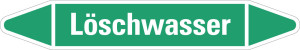 Rohrleitungsetikett: Löschwasser, grün-weiß, für Rohre mit Ø 60 - 90 mm, Standardfolie, 310 x 52 mm, 3 St./Bogen