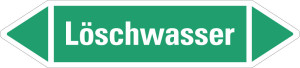 Rohrleitungsetikett: Löschwasser, grün-weiß, für Rohre mit Ø ab 90 mm, Standardfolie, 440 x 100 mm, 2 St./Bogen