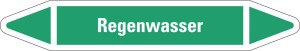 Rohrleitungsetikett: Regenwasser, grün-weiß, für Rohre mit Ø 25 - 40 mm, Standardfolie, 154 x 26 mm, 5 St./Bogen
