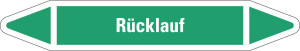 Rohrleitungsetikett: Rücklauf, grün-weiß, für Rohre mit Ø 25 - 40 mm, Standardfolie, 154 x 26 mm, 5 St./Bogen