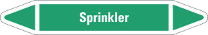 Rohrleitungsetikett: Sprinkler, grün-weiß, für Rohre mit Ø 25 - 40 mm, Standardfolie, 154 x 26 mm, 5 St./Bogen