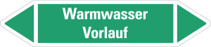 Rohrleitungsetikett: Warmwasser Vorlauf, grün-weiß, für Rohre mit Ø ab 90 mm, Standardfolie, 440 x 100 mm, 2 St./Bogen