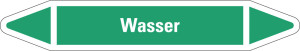 Rohrleitungsetikett: Wasser, grün-weiß, für Rohre mit Ø 25 - 40 mm, Standardfolie, 154 x 26 mm, 5 St./Bogen