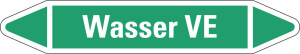 Rohrleitungsetikett: Wasser VE, grün-weiß, für Rohre mit Ø 15 - 25 mm, Standardfolie, 96 x 17 mm, 8 St./Bogen