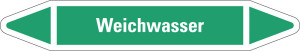 Rohrleitungsetikett: Weichwasser, grün-weiß, für Rohre mit Ø 25 - 40 mm, Standardfolie, 154 x 26 mm, 5 St./Bogen