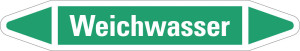 Rohrleitungsetikett: Weichwasser, grün-weiß, für Rohre mit Ø 40 - 60 mm, Standardfolie, 218 x 37 mm, 5 St./Bogen