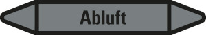 Rohrleitungsetikett: Abluft, grau-schwarz, für Rohre mit Ø 25 - 40 mm, Standardfolie, 154 x 26 mm, 5 St./Bogen