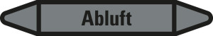 Rohrleitungsetikett: Abluft, grau-schwarz, für Rohre mit Ø 40 - 60 mm, Standardfolie, 218 x 37 mm, 5 St./Bogen